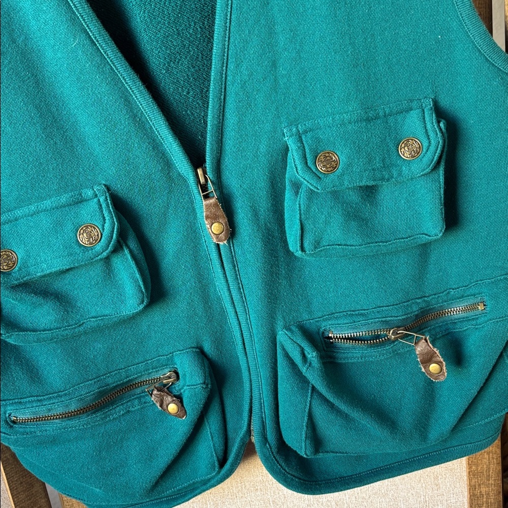 FINAL MARKDOWN Teal nada nuff Utility Vest with Pockets small - Picture 3 of 4